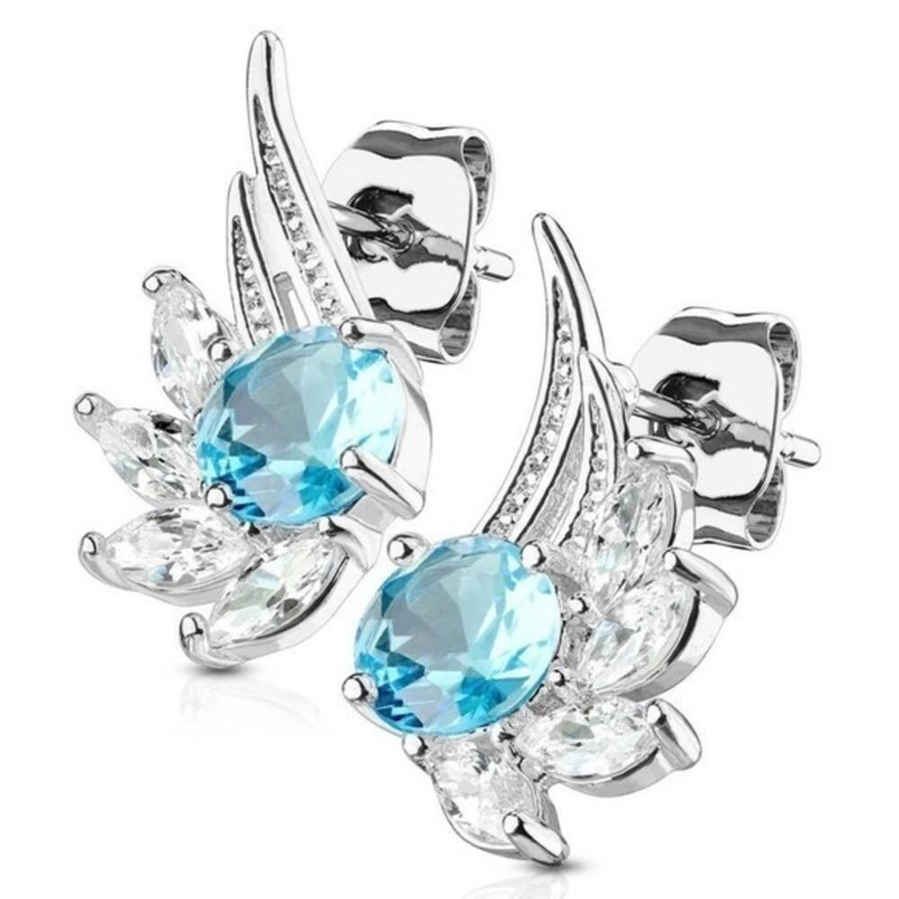 New stainless steel‎ CZ angel wing earrings